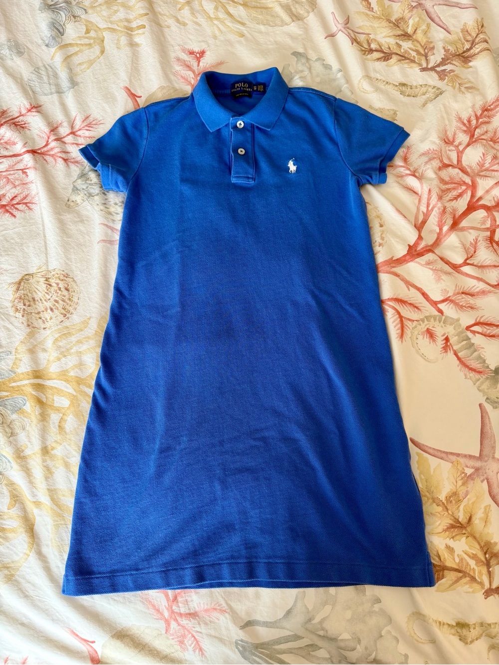 Polo Ralph Lauren Cotton Mesh Short-Sleeve Polo Dress blue Embroidered Pony